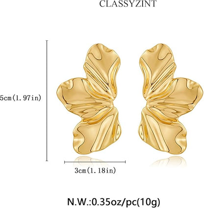 CLASSYZINT Gold/White/Red/Black Flower Stud Earrings