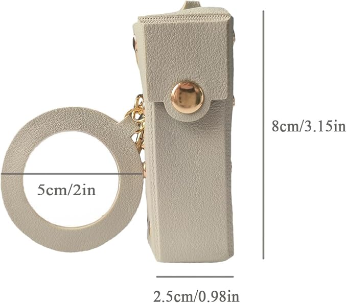 Lipstick Holder Keychain PU Leather Lipstick Pouch Leather Organizer