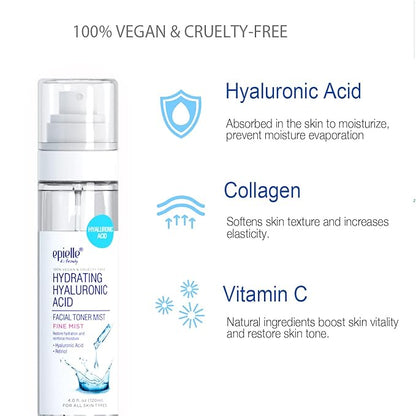 epielle Hydrating Hyaluronic Acid Serum & Mist | epielle Brightening Vitamin C Serum & Mist For all skin types, 100% Vegan & Cruelty-Free (Hyaluronic Acid Serum + Mist)