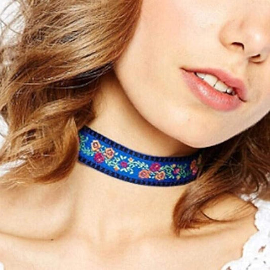 Boho Necklace Flower Choker Necklace Leaves