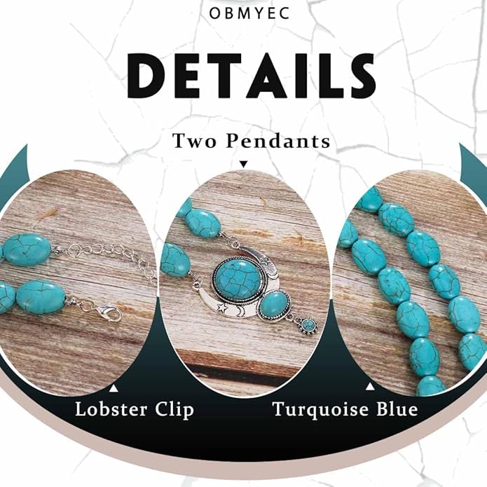 Y2K Necklace Puffy Turquoise Beaded Necklaces