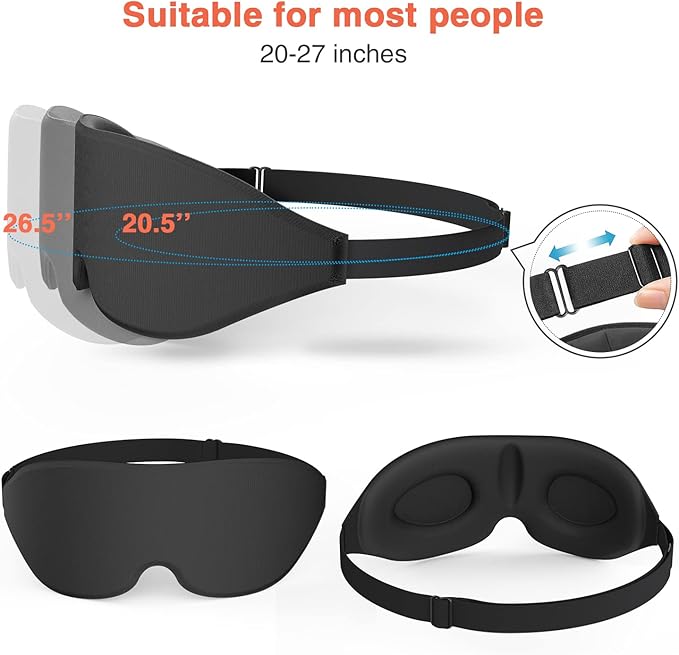 Sleep Eye Mask for Men Women 3D Contoured Cup, Concave Molded, Block Out Light, Molded Soft Comfort Eye Shade with Adjustable Strap (Purple, 2 Count (Pack of 1))