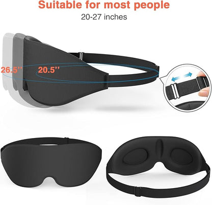 Sleep Eye Mask for Men Women 3D Contoured Cup, Concave Molded, Block Out Light, Molded Soft Comfort Eye Shade with Adjustable Strap (Purple, 2 Count (Pack of 1))