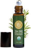 Silk Road Organic Tea Tree Essential Oil Roll On, 100% Pure USDA Certified – Healthy Skin, Toenails, Feet, Body Odor - 10 ml Roller - Always Pure, Always Organic