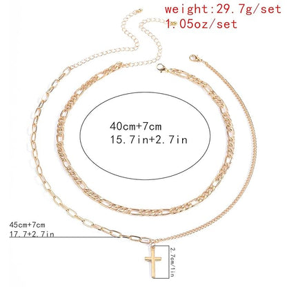 Vintage Layered Cross Necklace Choker Gold