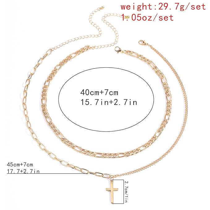 Vintage Layered Cross Necklace Choker Gold