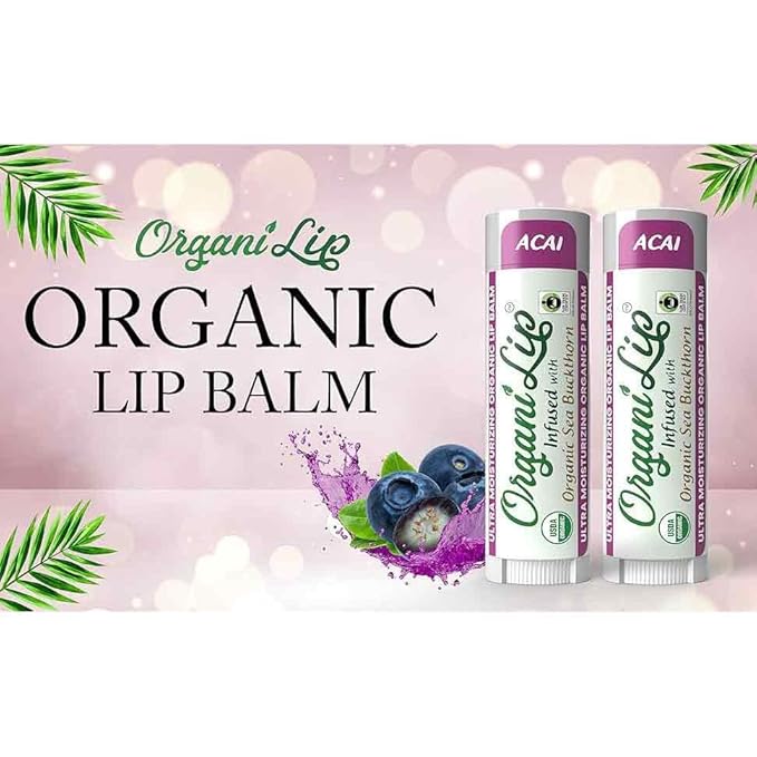 Organic Lip Balm, Acai Flavor, Ultra Organic,