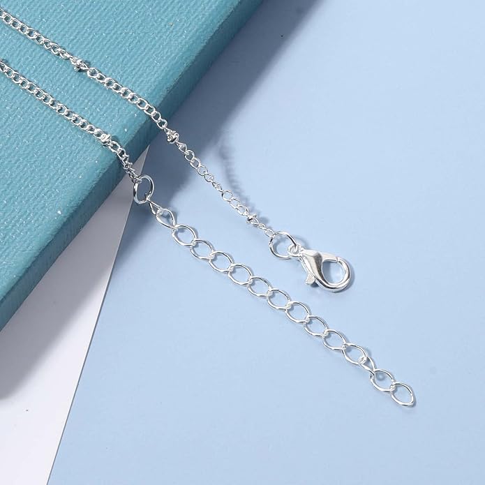 Boho Lava Stone Necklace Chain Silver