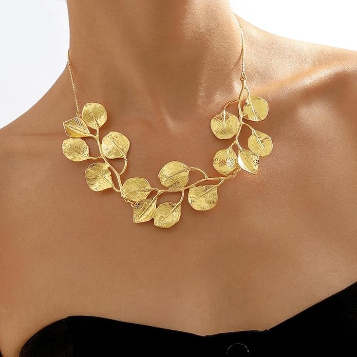 Jovono Boho Necklaces Gold Leaf Pendant