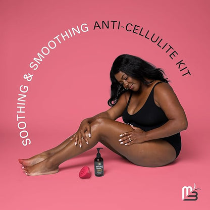 M3 Naturals Anti Cellulite Oil and Silicone Body Brush – Collagen and Stem Cell Skin Tightening Formula for Smoothing and Firming – 8 Fl Oz