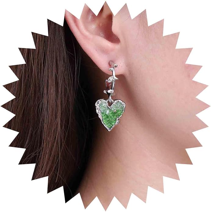 Punk Heart Dangle Earrings Black Onyx