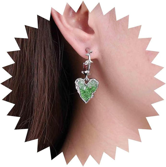 Punk Heart Dangle Earrings Black Onyx