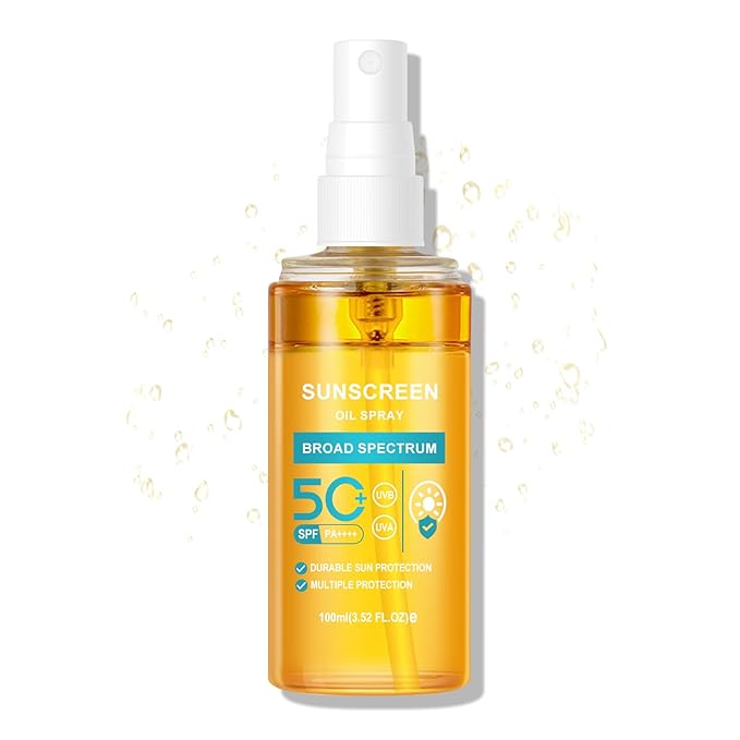 KYDA Oil Sunscreen Spray, Glow Oil Sunscreen Mist SPF 50, Lightweight Hydration Body Sunscreen Oil, Refreshing Sunscreen Spray, Broad Spectrum UVA/UVB Protection