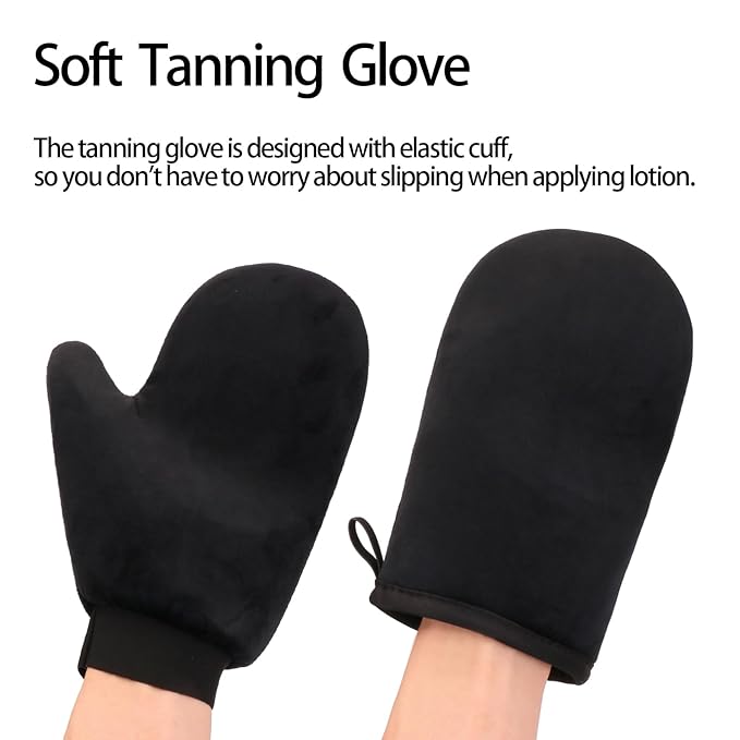 UNIMEIX 5 Pack Self Tanning Mitt Applicator Kit Set Self Tan Back Applicator with Self Tanning Glove for Self Tan Mitt Mini Self Tan Glove and Sunscreen Brush (Black)