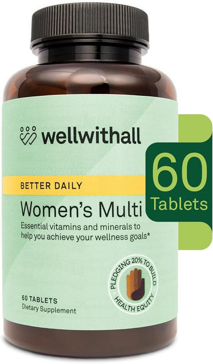 Women’s Multivitamin | Daily Supplement with Essential Vitamins, Minerals & Iron | Supports Immunity, Heart Health, Bone Health, Energy & Mood | Major Allergen - Free | 60 Tablets