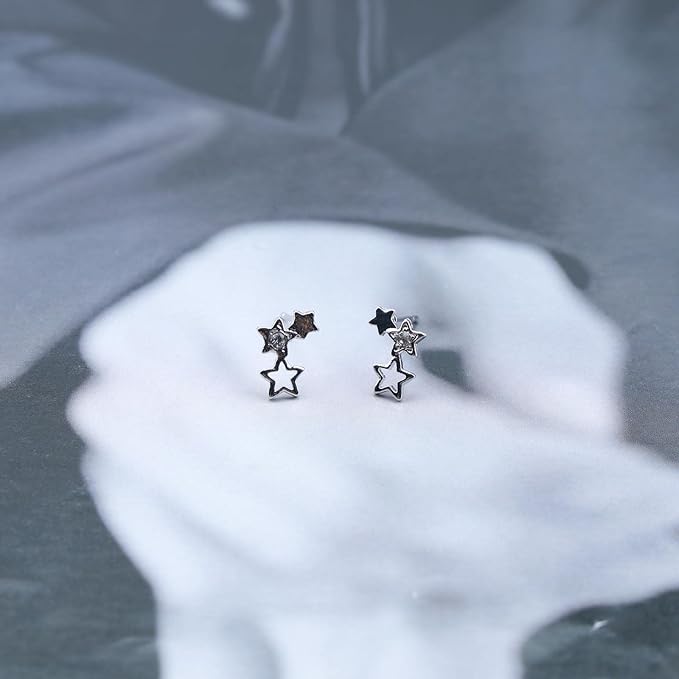Bohemia Star Climber Crawler Earrings Silver Crystal Star