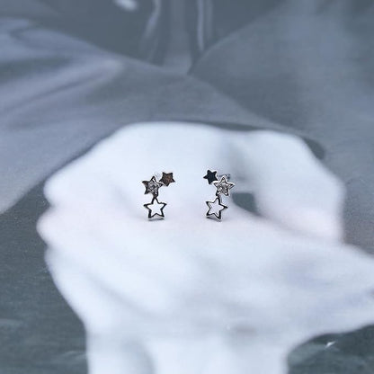 Bohemia Star Climber Crawler Earrings Silver Crystal Star