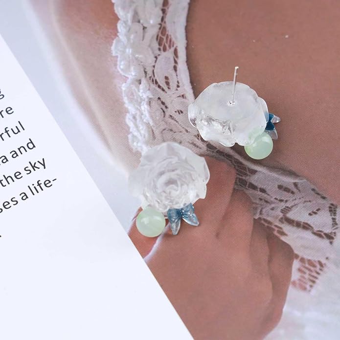 Vintage Resin Flower Earrings Camellia Flower