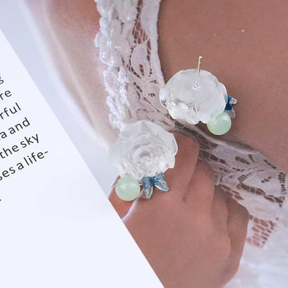 Vintage Resin Flower Earrings Camellia Flower