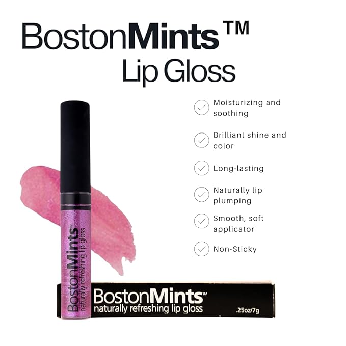 Back Bay Berry Lip Gloss (.25oz) - Naturally Refreshing Vegan Lip Gloss with Aloe and Vitmain C & E, Spearmint Extract