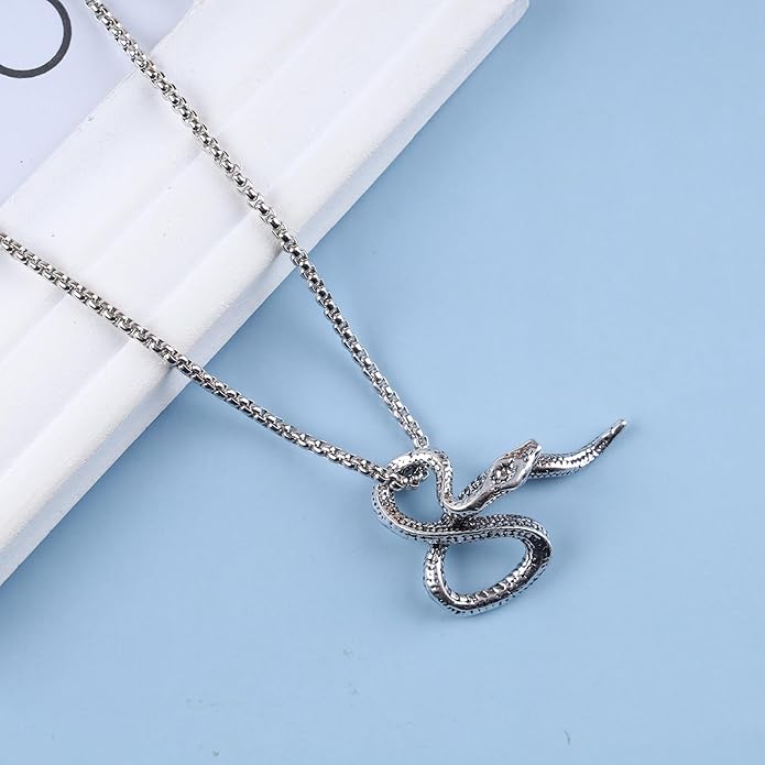 Vintage Snake Pendant Necklace Punk Snake Necklace Serpent