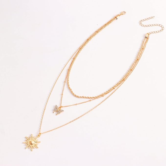 Bohemia Layered Sun Necklace Choker Crystal