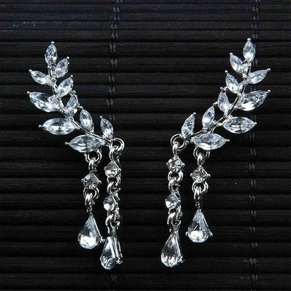 Boho Rhinestone Ear Crawler Earrings Gold Crystal Wing