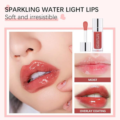 2 PCS Plumping Lip Oil,Hydrating Lip Gloss Oil,Long Plumping