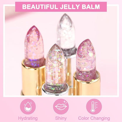 BINGBRUSH Clear Crystal Color Changing PH Lipstick,Rich in Vitamin E for All-Day Moisture,Gold Foil Long Lasting Moisturizer Waterproof Discoloration (03#)