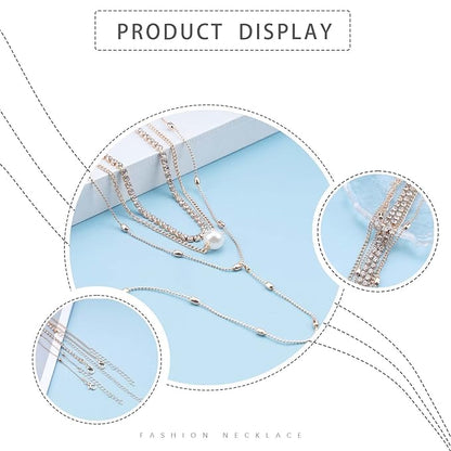 Bohemia Layered Y Lariat Choker Necklace Long Rhinestone