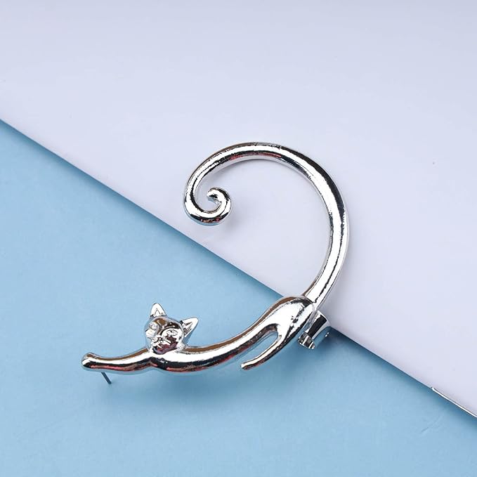 Boho Silver Cat Earrings Cat Ear