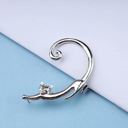 Boho Silver Cat Earrings Cat Ear