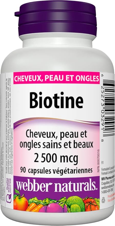 Webber Naturals Biotin 2500 mcg, 90 Vegetarian Capsules