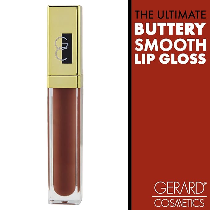Gerard Cosmetics Color Your Smile Lip Gloss Cocoa Bean | Super Pigmented Brown Lip Gloss with LED Light and Mirror | Shiny Finish | Hydrating Brown Lipstick | Cruelty Free and Made in USA