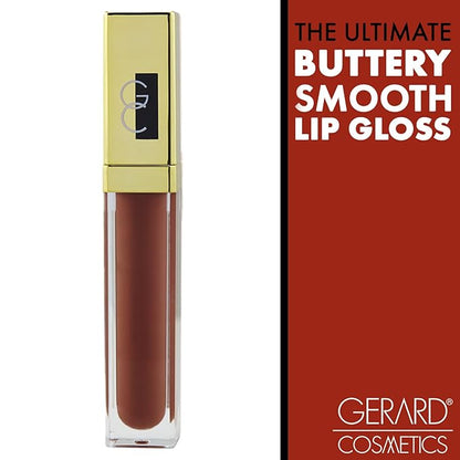 Gerard Cosmetics Color Your Smile Lip Gloss Cocoa Bean | Super Pigmented Brown Lip Gloss with LED Light and Mirror | Shiny Finish | Hydrating Brown Lipstick | Cruelty Free and Made in USA