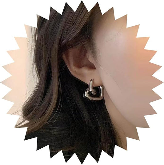 Vintage Heart Hoop Earrings Gold Heart