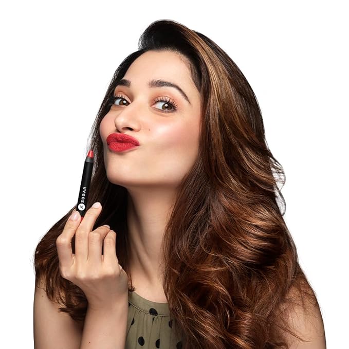 SUGAR Cosmetics Matte As Hell Crayon Lipstick35 Claire Redfield (Pure red) with SharpenerHighly pigmented, Creamy Texture, Long lasting Matte Finish