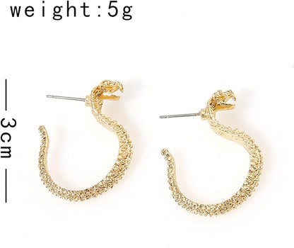 Vintage Snake Studs Earrings Gold Snake