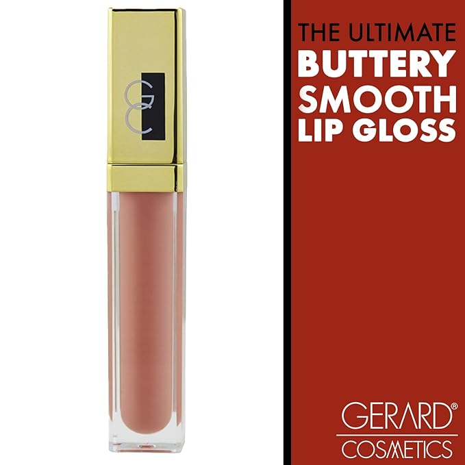 Gerard Cosmetics Color Your Smile Lip Gloss Nude | Super Pigmented Nude Lip Gloss with LED Light and Mirror | Shiny Finish | Hydrating Liquid Lip Color | Cruelty Free and Made in USA