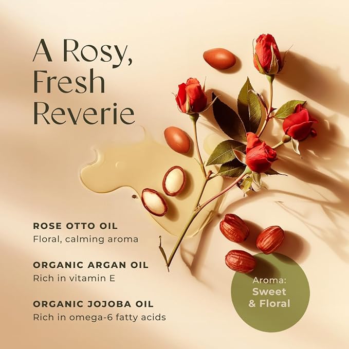 Gya Labs Rose Massage Oils for Date Nights - 6.76 Fl Oz - Rejuvenating Aromatherapy Body Massage Oil for Men & Women - Crafted with Jojoba, Argan, Sunflower, Sweet Almond & Rose Otto