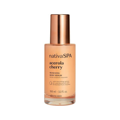 NATIVA SPA O BOTICÁRIO, Acerola Cherry Renewing Body Serum, Lightweight Hydration for Luminous Skin, 3.38 Ounce (100 ml)