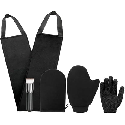 UNIMEIX 5 Pack Self Tanning Mitt Applicator Kit Set Self Tan Back Applicator with Self Tanning Glove for Self Tan Mitt Mini Self Tan Glove and Sunscreen Brush (Black)