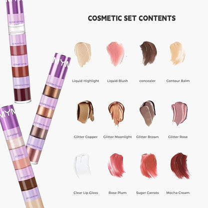 3 Pcs Cosmetic Sets 12 colors