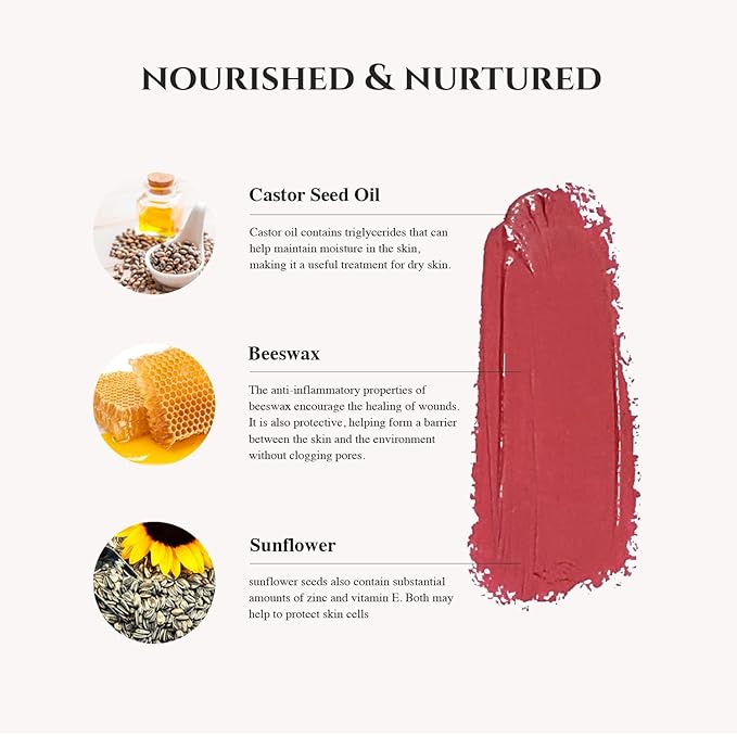 Organic Lipstick | Natural, Non-Toxic, Moisturizing, Long-Lasting & Highly Pigmented | Organic Butters, Botanical Extracts & Essential Plant Oils | Vibrant Colors (Spring Blossom)