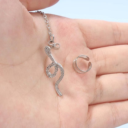 Punk Snake Cuff Chain Earrings Gold