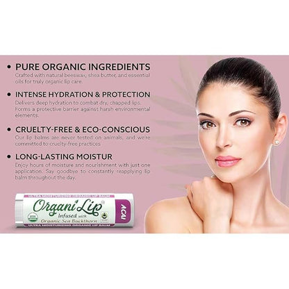 Organic Lip Balm, Acai Flavor, Ultra Organic,