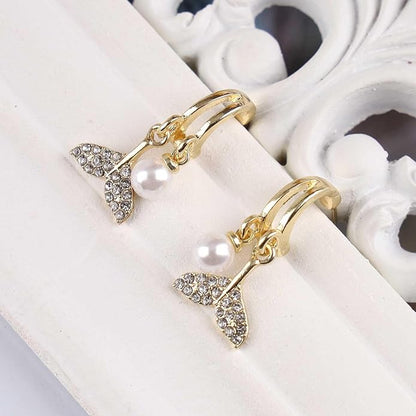 Boho Crystal Pearl Dangle Earrings Cz