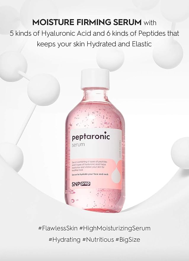 [K Beauty Snp] Peptaronic Skincare Serum | Peptide and Hyaluronic Acid Face Serum | Firming, Soothing, and Moisturizing for Dry Skin Types | Korean Face Skin Care for Gift | 7.43 Fl Oz