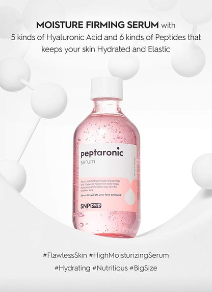 [K Beauty Snp] Peptaronic Skincare Serum | Peptide and Hyaluronic Acid Face Serum | Firming, Soothing, and Moisturizing for Dry Skin Types | Korean Face Skin Care for Gift | 7.43 Fl Oz