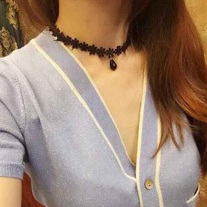 Black Choker Necklace Crystal Necklace Chain Short Collar